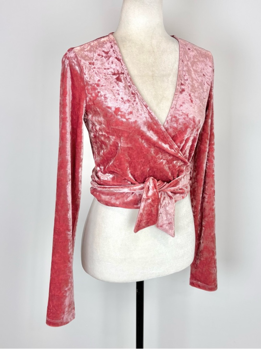 Twik pink velvet faux-wrap top - Picture 2 of 6